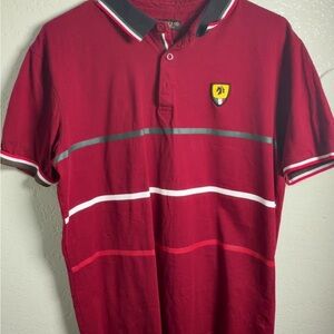 Men's Red Polo Shirt with Stripe Detail